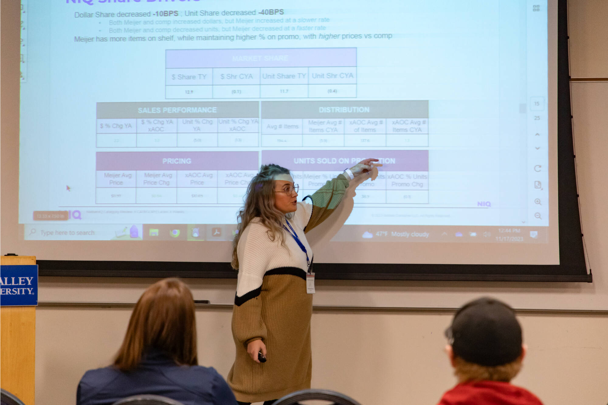 CareerDay2023 breakout session with speaker pointing at the white board